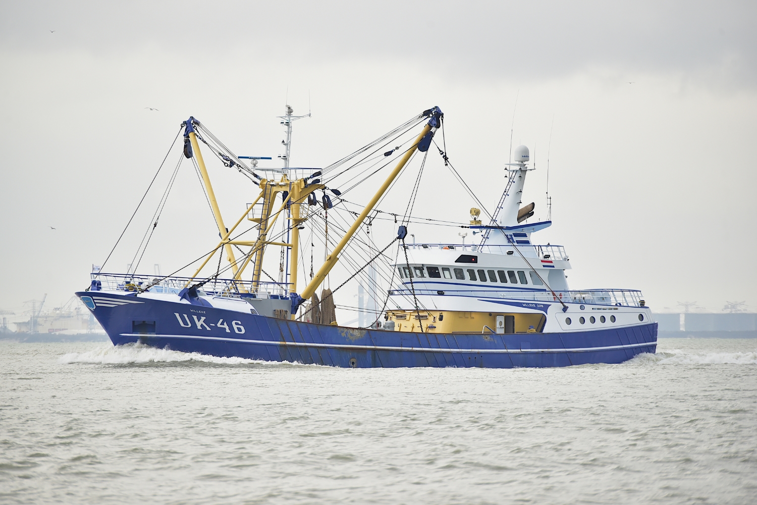 New beam trawler UK-46 'Willeke' during the handover at Maaskant Shipyards.